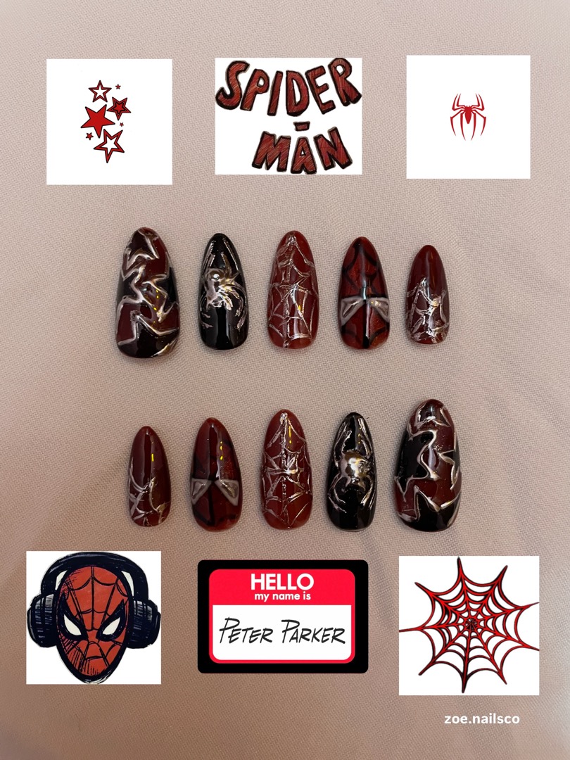 Peter Parker press-on nail set